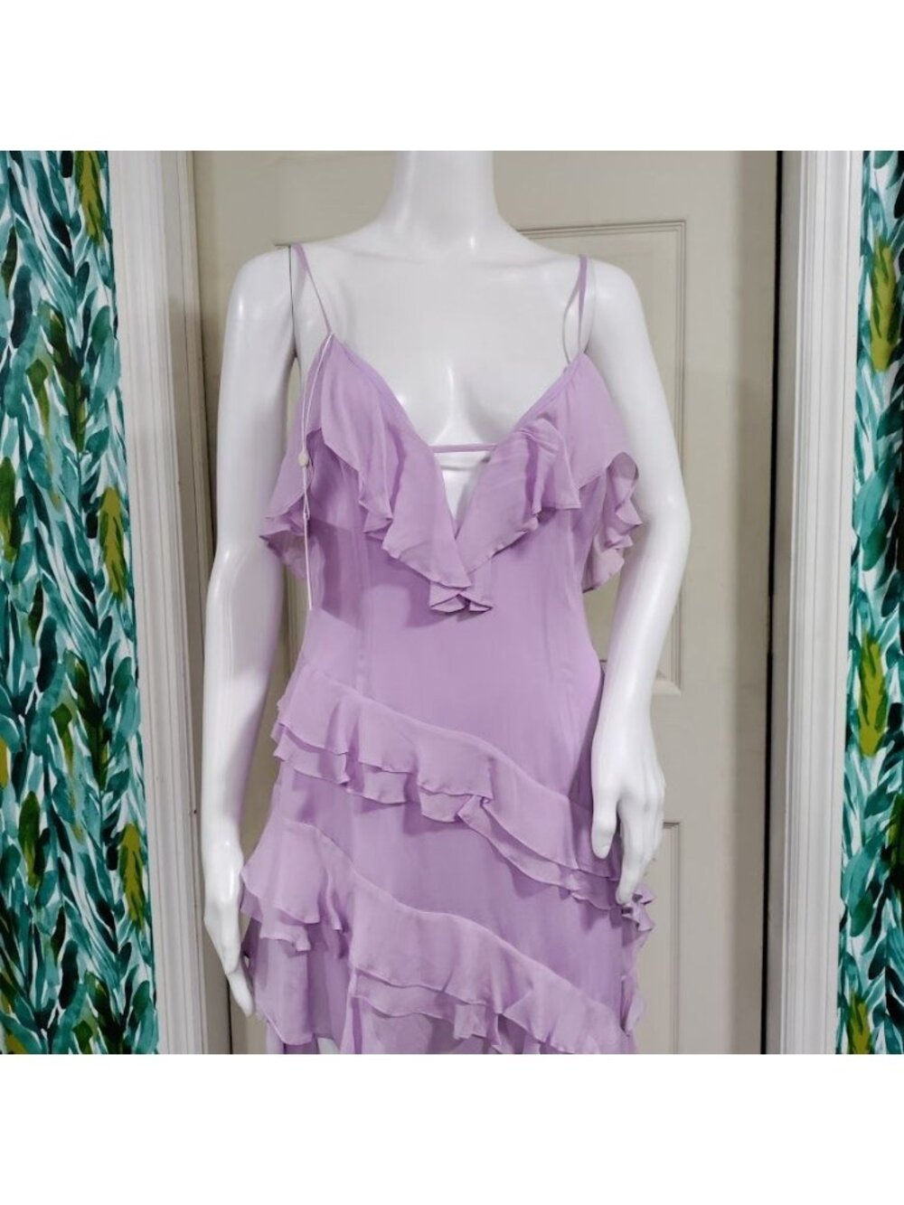 Miss Circle Theodora Ruffle Maxi Dress Sz Medium Tiered Festival boho Whimsy - Picture 6 of 16